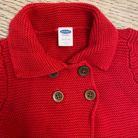 Old Navy Red knit Cardigan 6-12 months - Picture 2 of 3